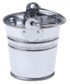Kovový kbelík, stříbrný