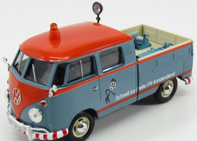 Motor-max Volkswagen T1 Type 2 Double Cabine Pick-up Kundendiest 1962 1:24 Světle Modrá Oranžová