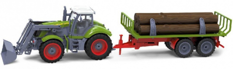 RC kolový traktor s vlečkou dřeva