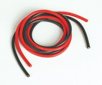 Silikonový kabel 6,6qmm, 9AWG, 2x metr, černý a červený
