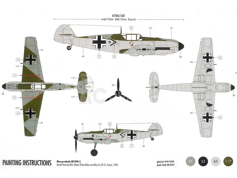 Airfix Messerschmitt Bf-109E3 (1:72) (set)