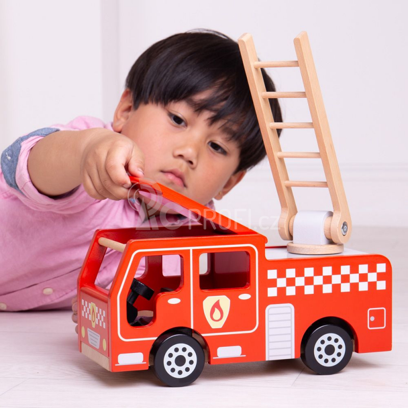 Bigjigs Toys Dřevěné hasičské auto