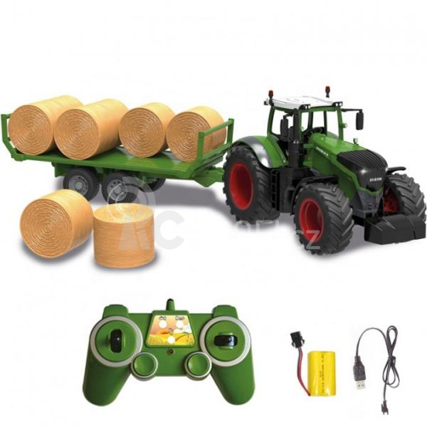 RC traktor s valníkem a balíky 1:16