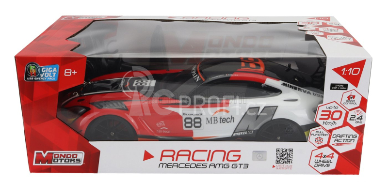 Mondomotors Mercedes benz Gt3 Amg N 88 Racing 2022 1:10 Červená Černá Stříbrná