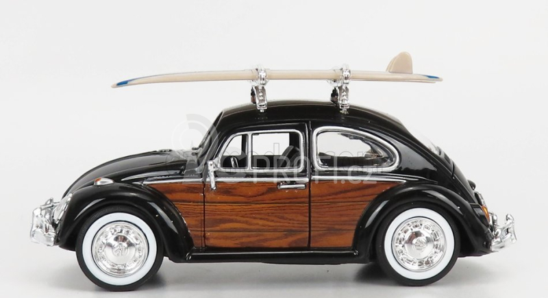 Motor-max Volkswagen Beetle With Surfboard 1968 1:24 Černé Dřevo