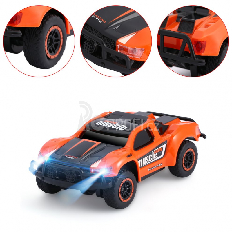 RC auto Muscle Racing 1:43, oranžová + náhradní baterie