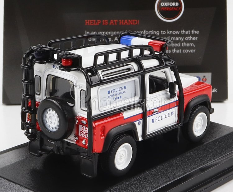 Oxford-models Land rover Defender 90 Metropolitan Police 1983 1:76 Bílá Červená