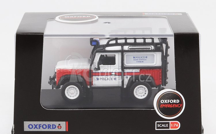 Oxford-models Land rover Defender 90 Metropolitan Police 1983 1:76 Bílá Červená