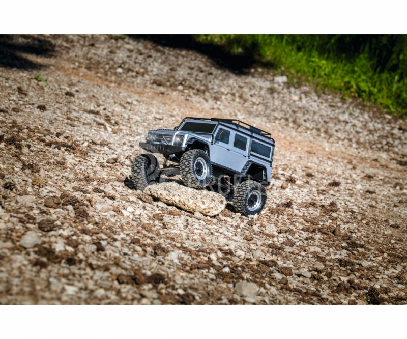 RC auto Land Rover Defender Rock Crawler, stříbrná