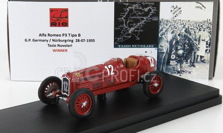 Rio-models Alfa romeo F1 P3 Tipo B N 12 Nurburgring 1935 T.nuvolari 1:43 Red