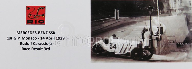 Rio-models Mercedes benz F1 Ssk N 34 3rd Monaco Gp 1929 R.caracciola 1:43 Bílá