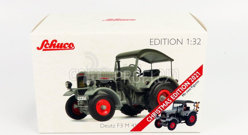 Schuco Deutz F3 M417 Tractor 1954 - Christmas Edition 2021 - Con Babbo Natale - With Figure Santa Claus 1:32 Světle Šedá