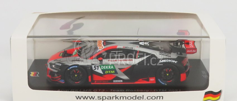 Spark-model Audi R8 Lms Gt3 Team Rosberg N 51 Dtm Season 2021 N.muller 1:43 Silver Red