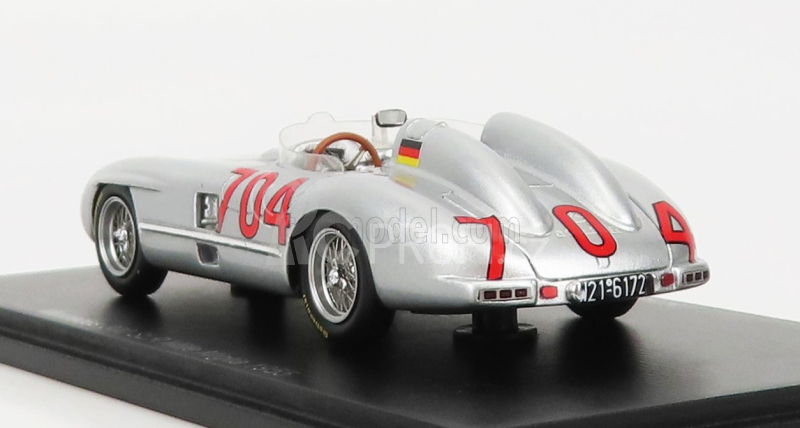 Spark-model Mercedes benz 300 Slr Spider N 704 Mille Miglia 1955 H.herrmann - H.eger 1:43 Silver