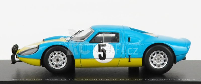 Spark-model Porsche 904 Gts N 5 Winner Rally D'elbeuf 1967 P.farjon 1:43 Světle Modrá Žlutá