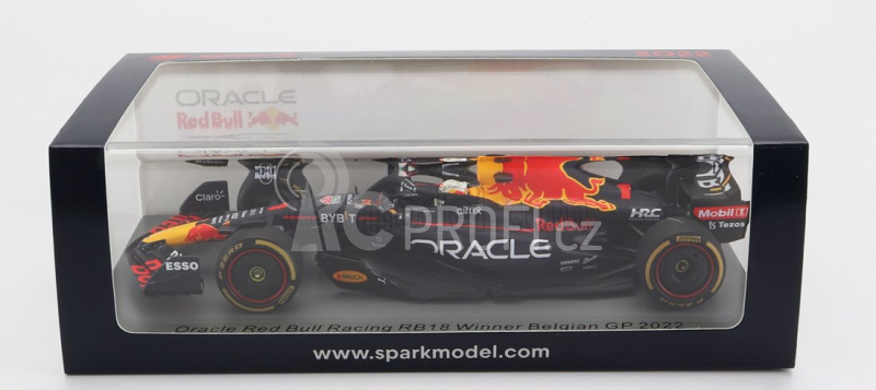 Spark-model Red bull F1  Rb18 Team Oracle Red Bull Racing N 1 Winner Belgium Gp World Champion 2022 Max Verstappen 1:43 Matná Modrá Žlutá Červená