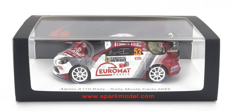 Spark-model Renault Alpine A110 Rally N 53 Rally Montecarlo 2022 C.casanova D.corvi 1:43 Bílá Červená