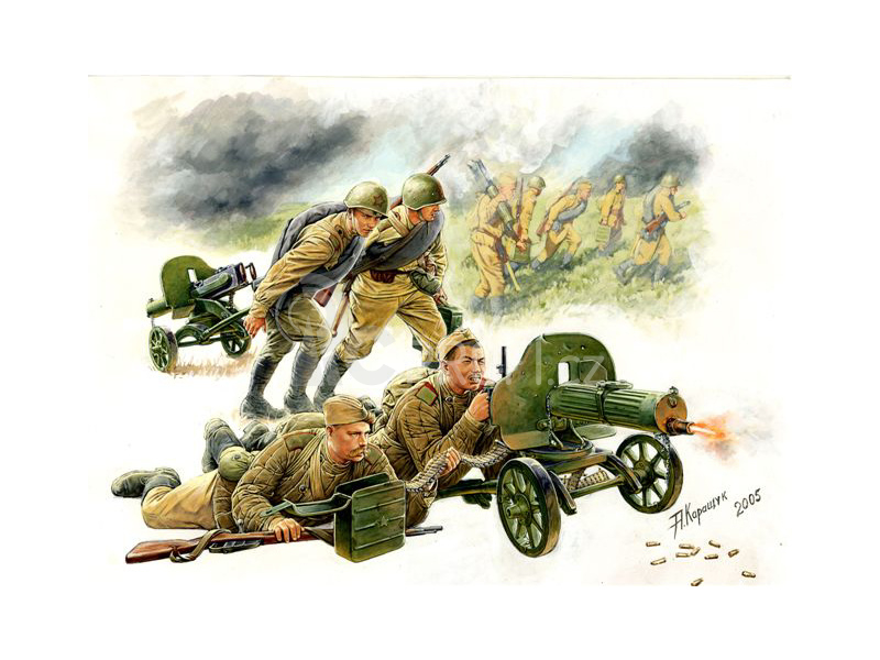 Zvezda figurky - sovětský kulomet Maxim s vojáky (1:35)