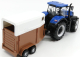 Bburago New holland T7000 Tractor With Horse Trailer - Trasporto Cavalli 1:32 Modrá Hnědá Bílá