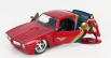 Jada Pontiac Firebird With Wonder Woman Figure 1972 1:32 Červená Modrá