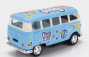 Kinsmart Volkswagen T1 Samba Minibus Flower 1962 - Without Box 1:64 Světle Modrá