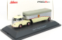 Schuco Volkswagen T1b Continental Motors Porsche Car Transporter 1962 1:64 Krémově Šedá Stříbrná