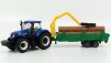 Bburago New holland T7.315 Tractor + Tree Forwarder And Wood 1:50 Modrozelené Dřevo