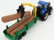 Bburago New holland T7.315 Tractor + Tree Forwarder And Wood 1:50 Modrozelené Dřevo