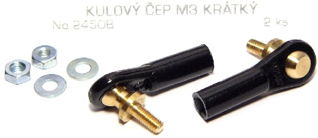 2450 Kulový čep V1, pr.7, M3/M3 krátký, 2ks