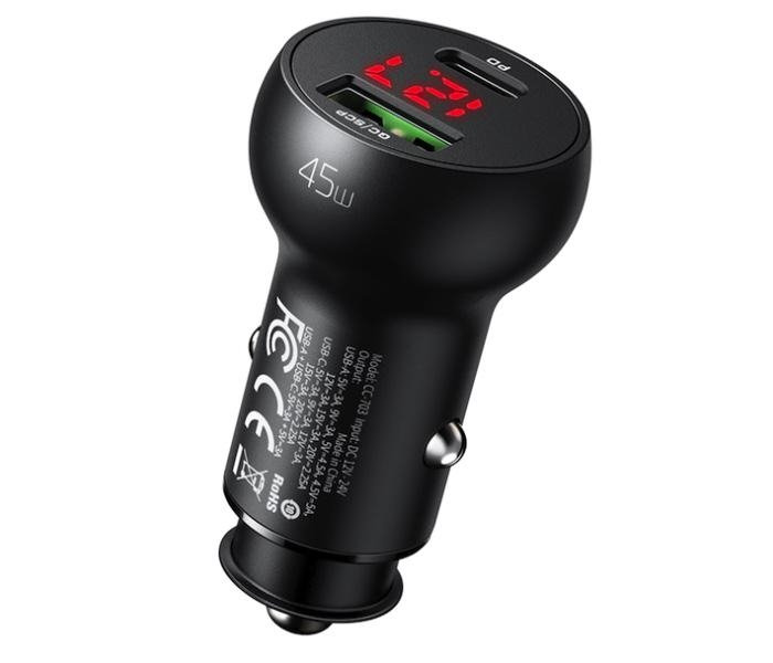 45W PD Car Charger with Digital Display