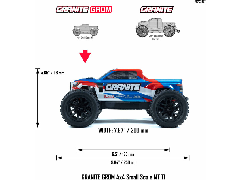 Arrma Granite Grom 1:18 4WD Smart RTR červená