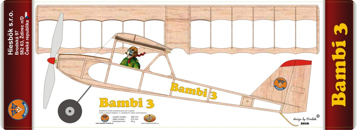 BAMBI 3-stavebnice modelu na gumu 600mm Hiesb.