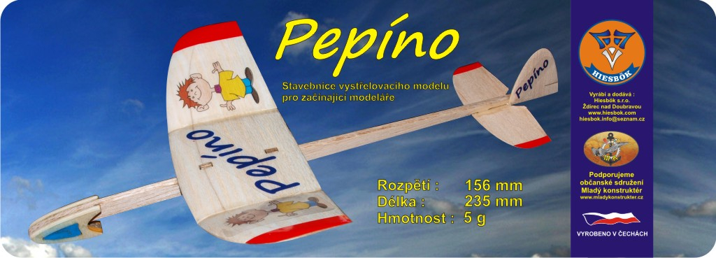 PEPÍNO-vystřelovací model rozpětí 156mm, Hiesb.