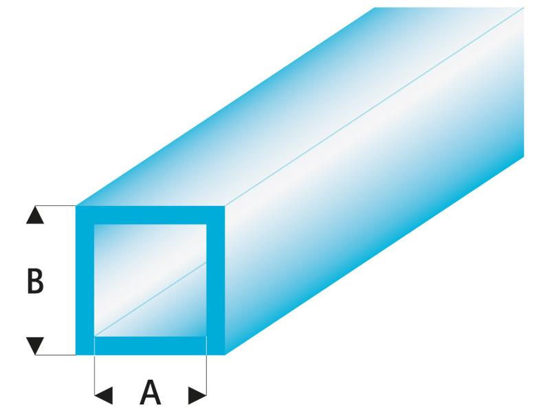 Raboesch profil ASA trubka čtvercová transparentní modrá 2x3x330mm (5)