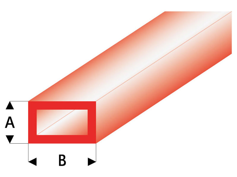 Raboesch profil ASA trubka čtyřhranná transparentní červená 3x6x330mm (5)