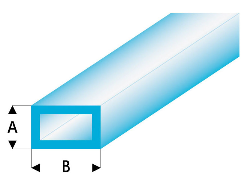 Raboesch profil ASA trubka čtyřhranná transparentní modrá 2x4x330mm (5)