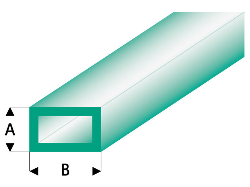 Raboesch profil ASA trubka čtyřhranná transparentní zelená 2x4x330mm (5)