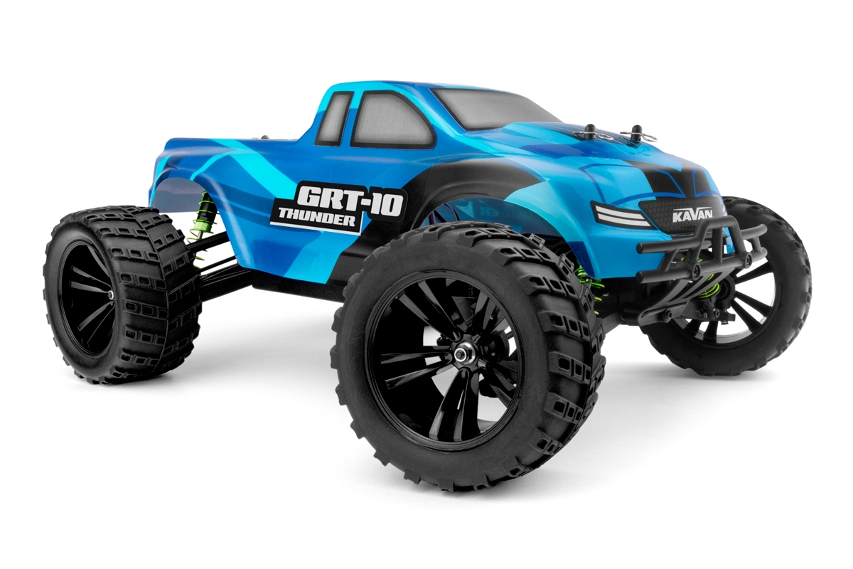 RC auto KAVAN GRT-10 Thunder Brushless 2,4 GHz 4WD Monster Truck 1:10, modrá