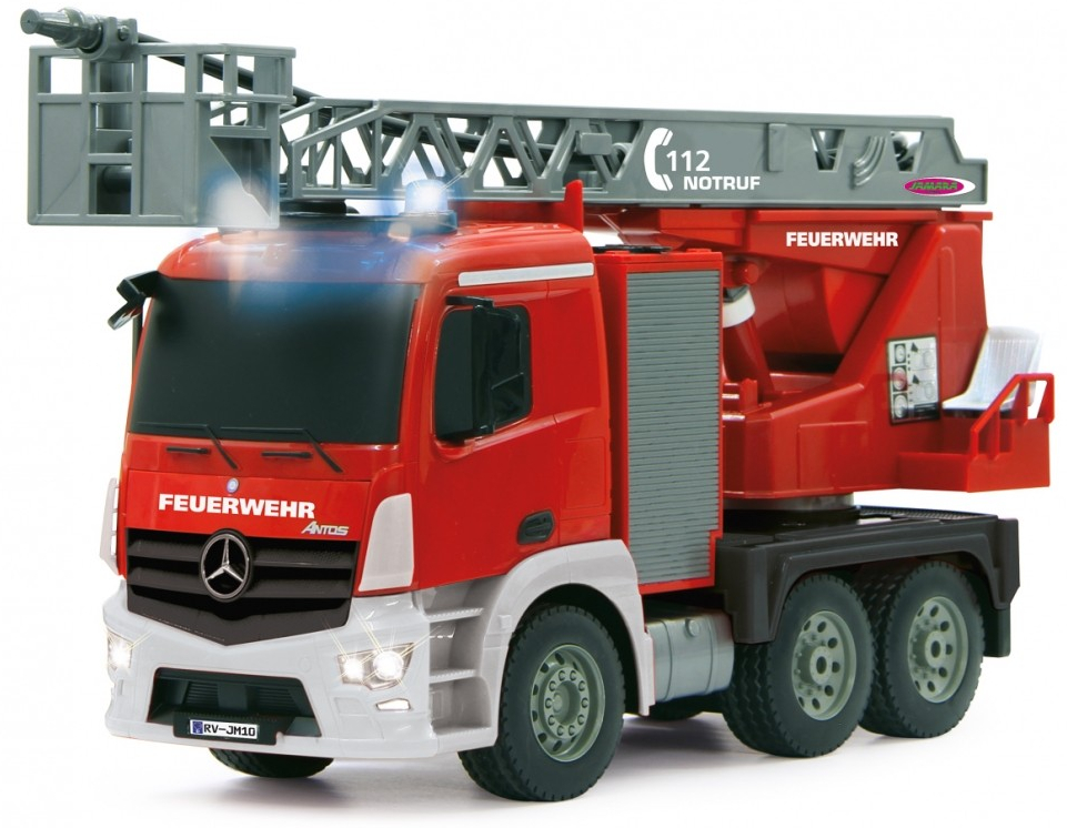 Merecedes-Benz Antos FIRE TRUCK 4WD, 1:20, funkční stříkačka a žebřík, zvuk, LED, RTR