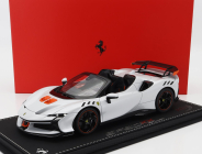 Bbr-models Ferrari Sf90 Xx Stradale Spider 2024 - Con Vetrina - With Showcase 1:18 Bianco Artico - Bílá Met Oranžová Černá