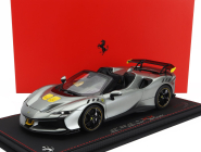 Bbr-models Ferrari Sf90 Xx Stradale Spider 2024 - Con Vetrina - With Showcase 1:18 Grigio Competizione - Šedá Žlutá Černá