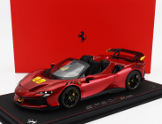 Bbr-models Ferrari Sf90 Xx Stradale Spider 2024 - Con Vetrina - With Showcase 1:18 Rosso Portofino - Červená Se Žlutou