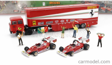 Brekina plast Fiat 691 T Truck Car Transporter Assistance Set 1:87, červená