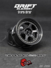 DS Racing Drift Element 6 Spoke disky, Trojitý černý se stříbrnými nýty, 2 ks