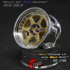 DS Racing Drift Element 6 Spoke disky, Zlaté, chromový okraj a zlaté nýty, 2 ks