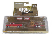 Greenlight GMC K-2500 Pick-up With Trailer Car Transporter 1982 1:64 Red