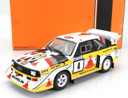 Ixo-models Audi Quattro S1 E2 Team Audi Sport N 4 2nd Rally 1000 Lakes 1985 Stig Blomqvist - Bjorn Cederberg 1:18 Bílá Žlutá