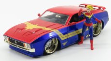 Jada Ford usa Mustang Mach I 1973 With Captain Marvel Figure 1:24 Červená Modrá Žlutá