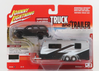 Johnny lightning Cadillac Escalade With Trailer Roulotte 2005 1:64 Černá Bílá