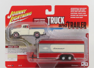 Johnny lightning Chevrolet Cameo Pick-up With Trailer 1955 1:64 Bílá Červená